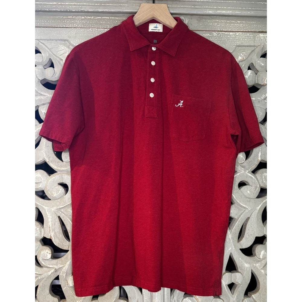 Johnny-O Hangin' Out Alabama Crimson Tide Polo Shirt Mens Large Red Pocket Logo